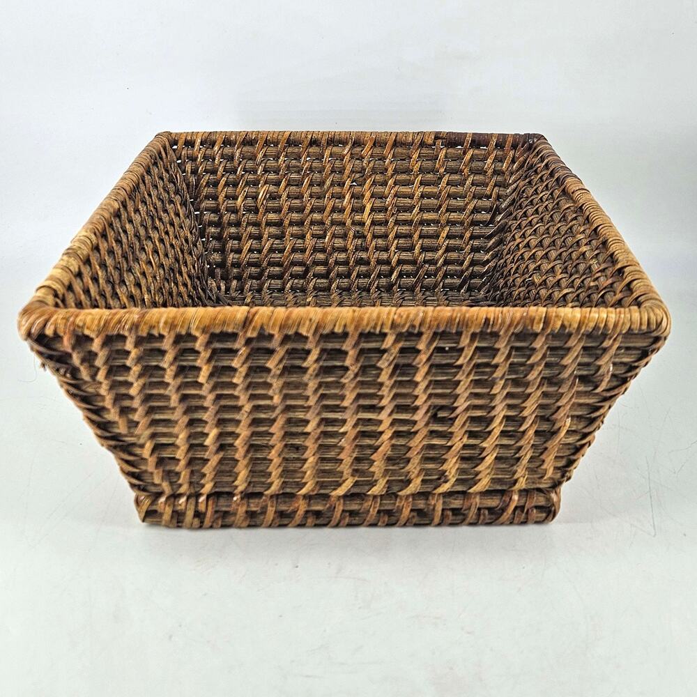Woven bread fruit Basket Primitive square Boho Bohemian Hippie